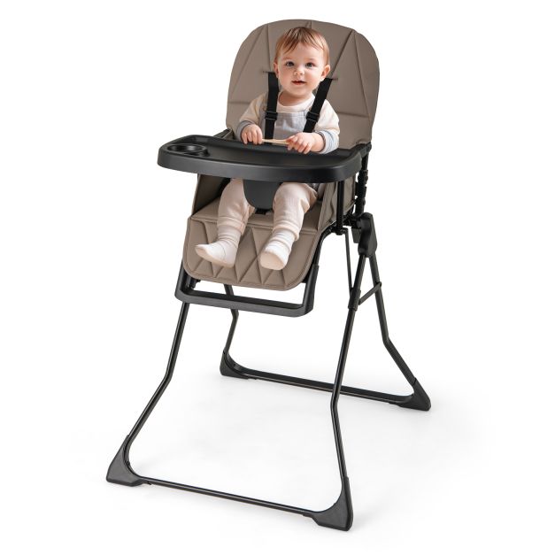 Foldable Baby High Chair Featuring Removable, Adjustable Tray for Comfort