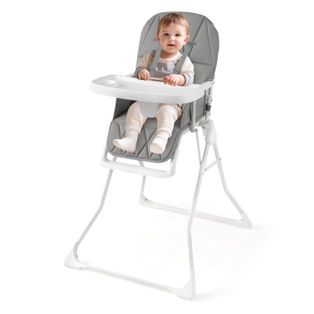 Foldable Baby High Chair Featuring Removable, Adjustable Tray for Comfort