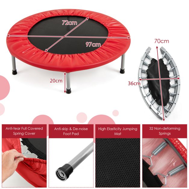 Mini Foldable Trampoline with Durable Springs and Padded Protective Cover