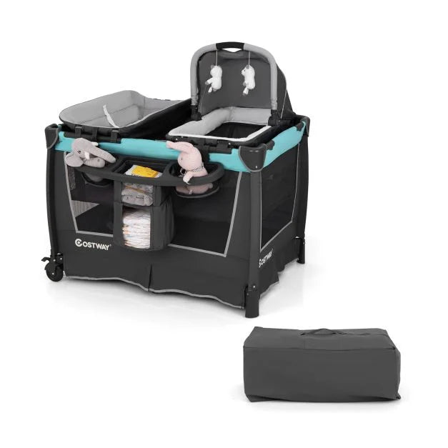 5-in-1 Foldable Pack ‘n Play with Removable Bassinet for Babies
