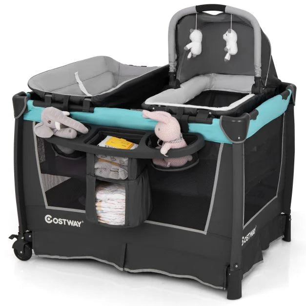 5-in-1 Foldable Pack ‘n Play with Removable Bassinet for Babies