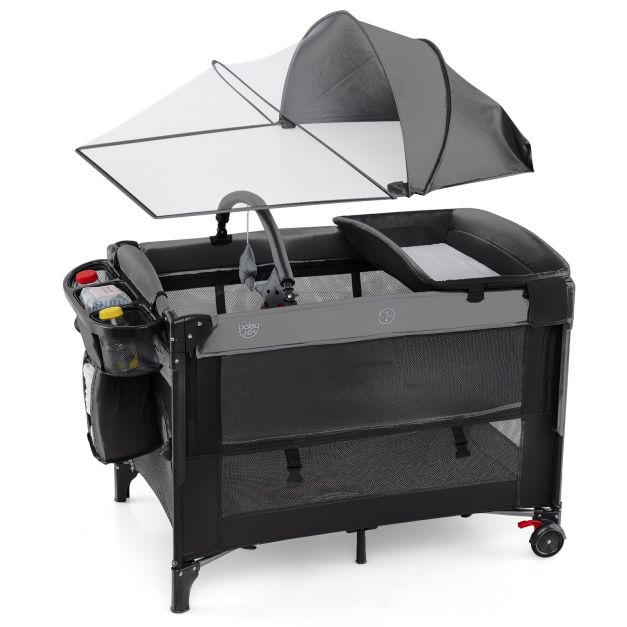 Foldable Pack & Play with Adjustable Heights and Changing Table