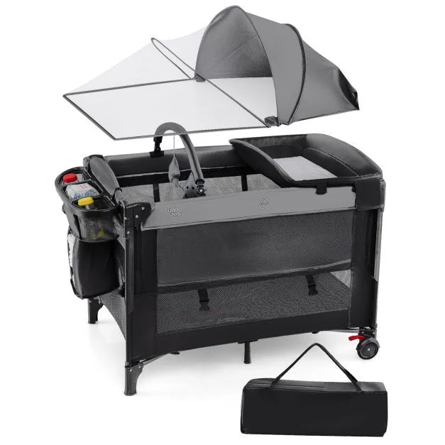 Foldable Pack & Play with Adjustable Heights and Changing Table