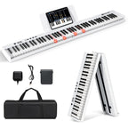 88-Key Folding Electric Piano Keyboard with Full-Size Lighted Keys for Beginners & Kids