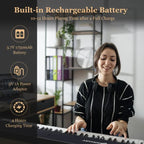 88-Key Folding Electric Piano Keyboard with Full-Size Lighted Keys for Beginners & Kids