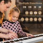 88-Key Folding Electric Piano Keyboard with Full-Size Lighted Keys for Beginners & Kids