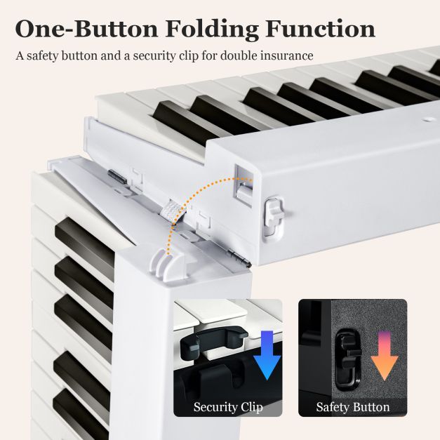 88-Key Folding Electric Piano Keyboard with Full-Size Lighted Keys for Beginners & Kids