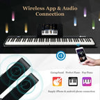 88-Key Folding Electric Piano Keyboard with Full-Size Lighted Keys for Beginners & Kids