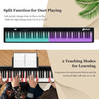 88-Key Folding Electric Piano Keyboard with Full-Size Lighted Keys for Beginners & Kids