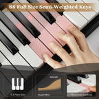 88-Key Folding Electric Piano Keyboard with Full-Size Lighted Keys for Beginners & Kids