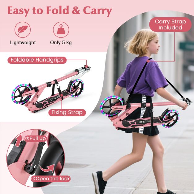Folding Kick Scooter with Large Wheels – for Kids 8+, Teens & Adults