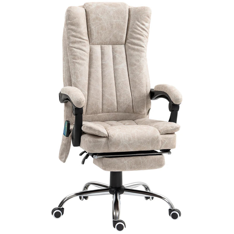 Office Chair with Vibrating Massage, Heat & Footrest – White