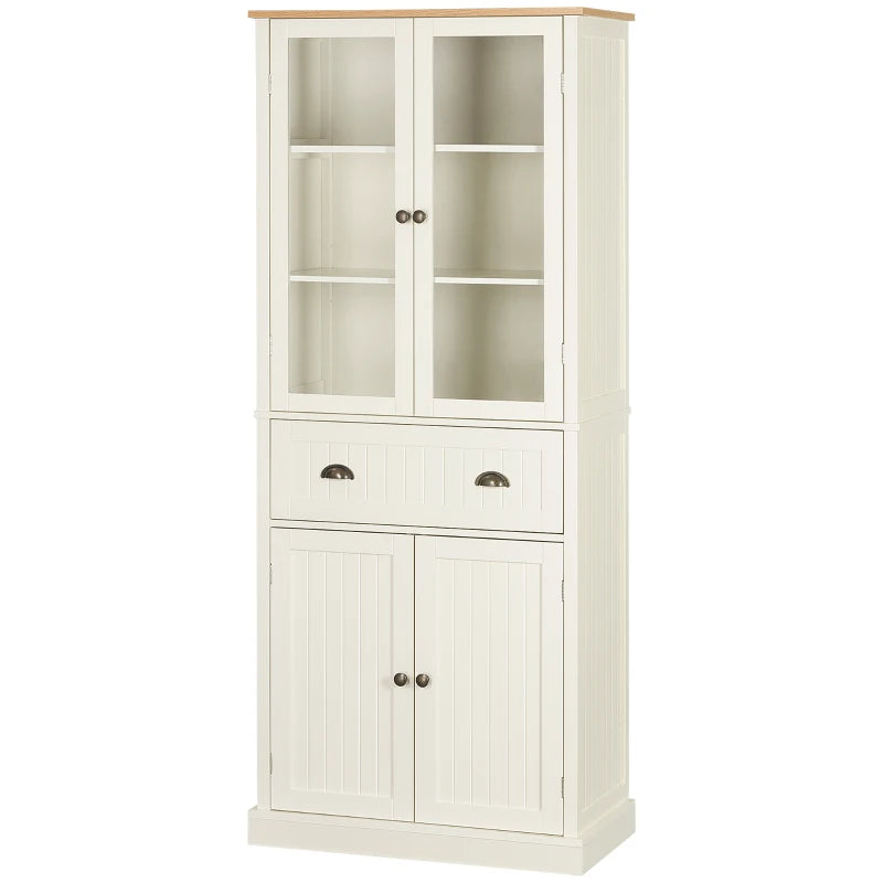 Cream Storage Cupboard – 5-Tier Kitchen Cabinet with Adjustable Shelves