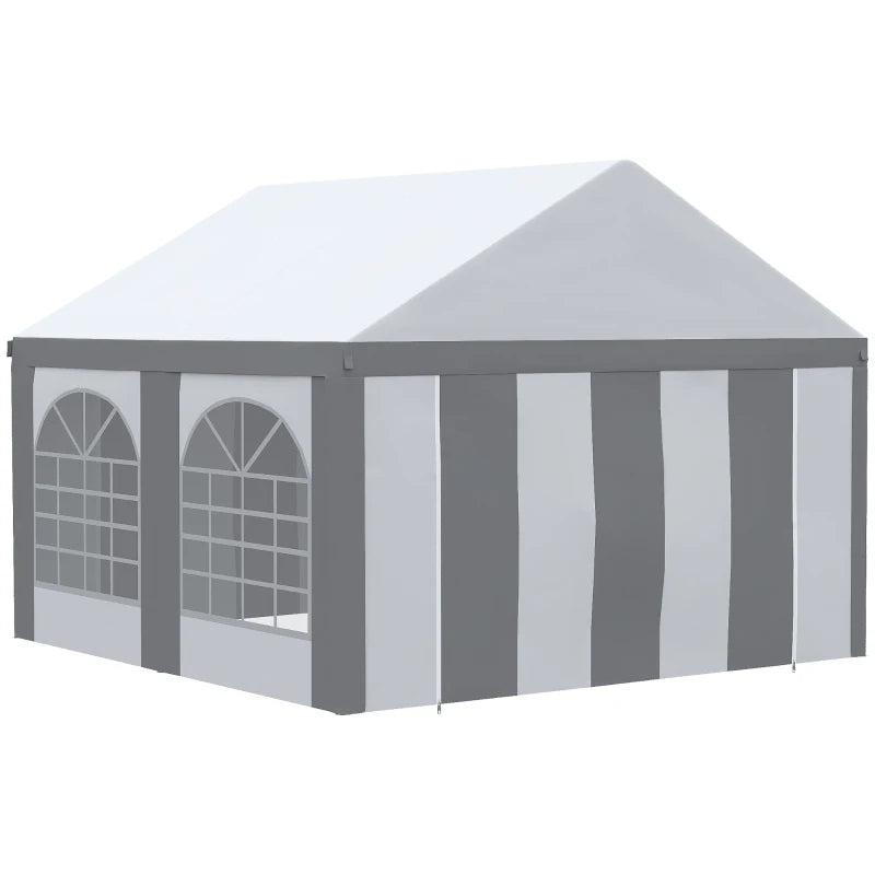 Durable Marquee Gazebo with Windproof Sides and Waterproof Roof, Light Grey 4x4m