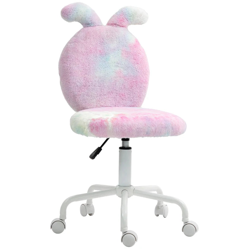Colorful Fuzzy Armless Office Chair with Bunny Ears