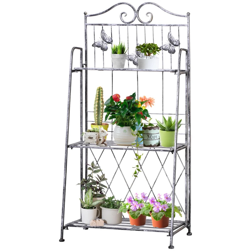 Stylish 3-Tier Metal Plant Stand for Indoor & Outdoor Flower Display Rack, 44 x 25 x 96 cm