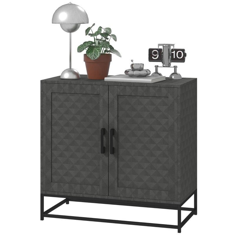 Living Room Sideboard with Adjustable Shelf & 2 Doors, Grey