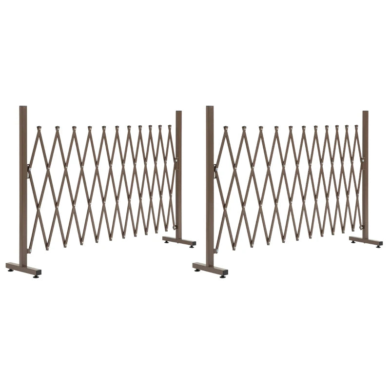 Dark Brown Aluminium Garden Fence Set, Foldable Freestanding Picket Style, 300x103.5cm