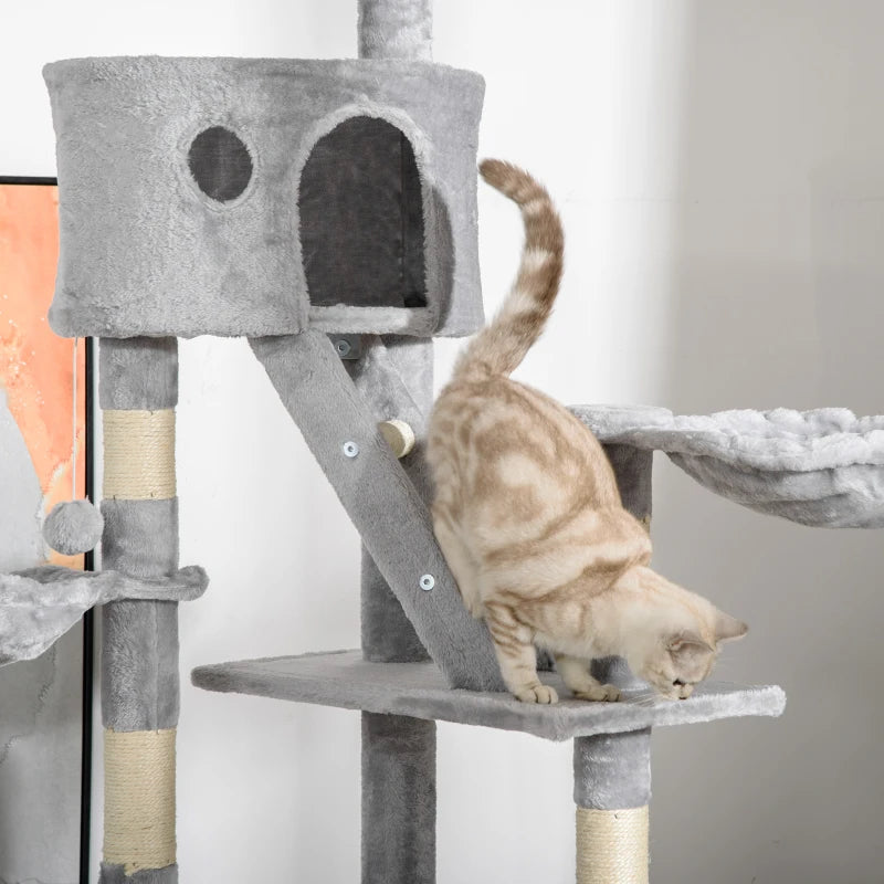 Light Grey Adjustable Floor to Ceiling Cat Tree