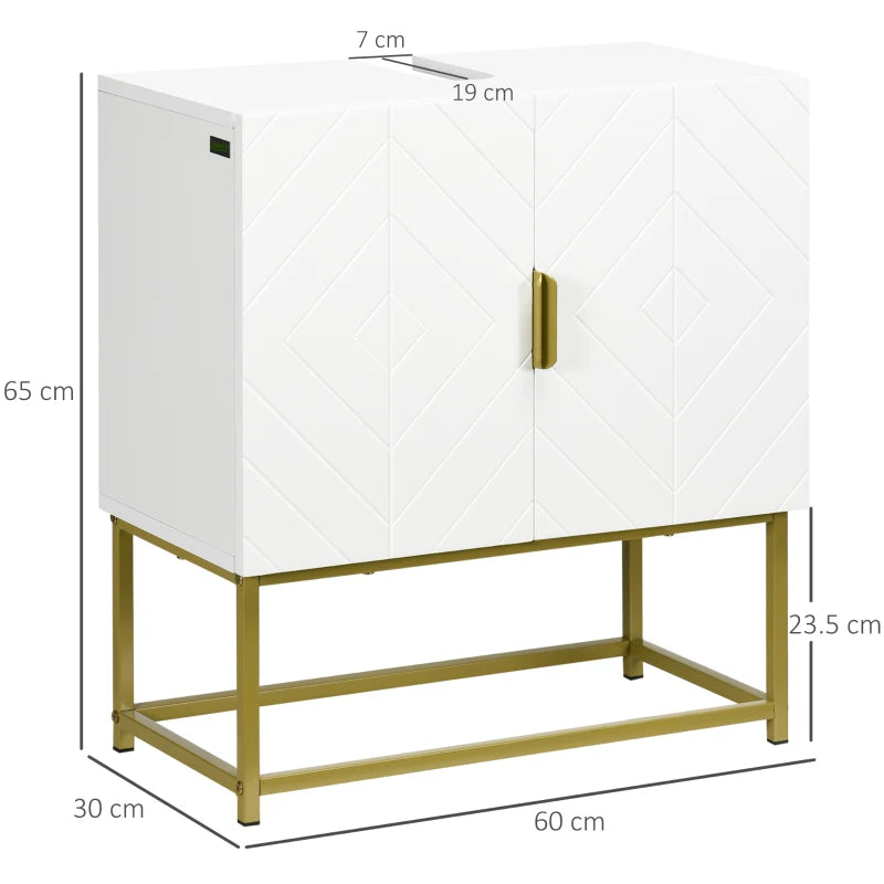 Under Sink Mirror Cabinet – 2 Doors, Gold Legs, Stylish Bathroom Unit