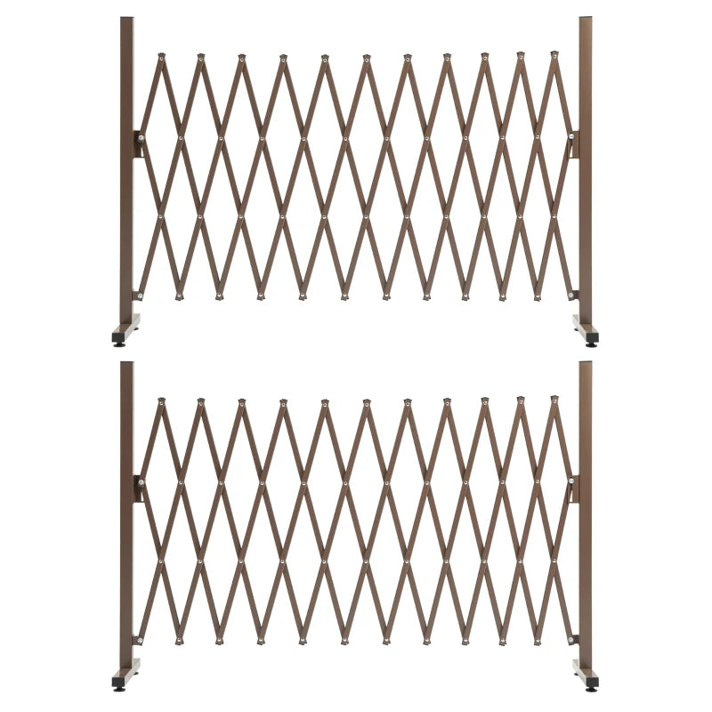 Dark Brown Aluminium Garden Fence Set, Foldable Freestanding Picket Style, 300x103.5cm