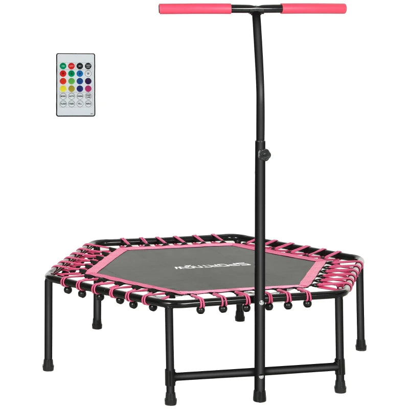 Pink Rebounder Trampoline – Adjustable Handle & LED Lights
