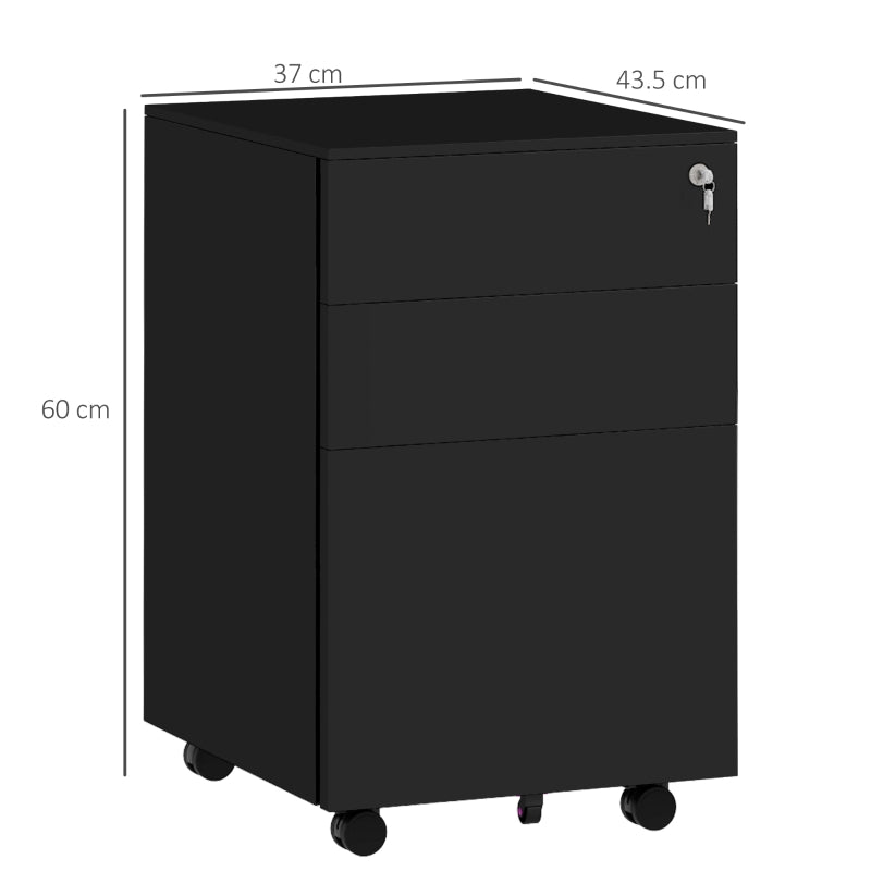 Lockable 3-Drawer Filing Cabinet for A4, Legal, Letter