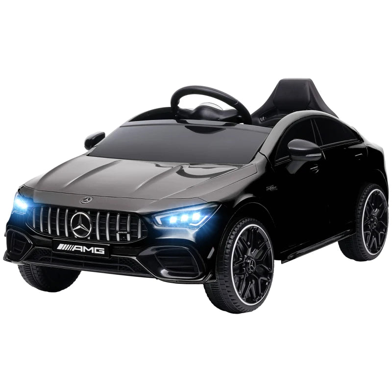 Black 12V Mercedes-Benz AMG CLA 45 Kids Ride-On Car with Suspension & Remote