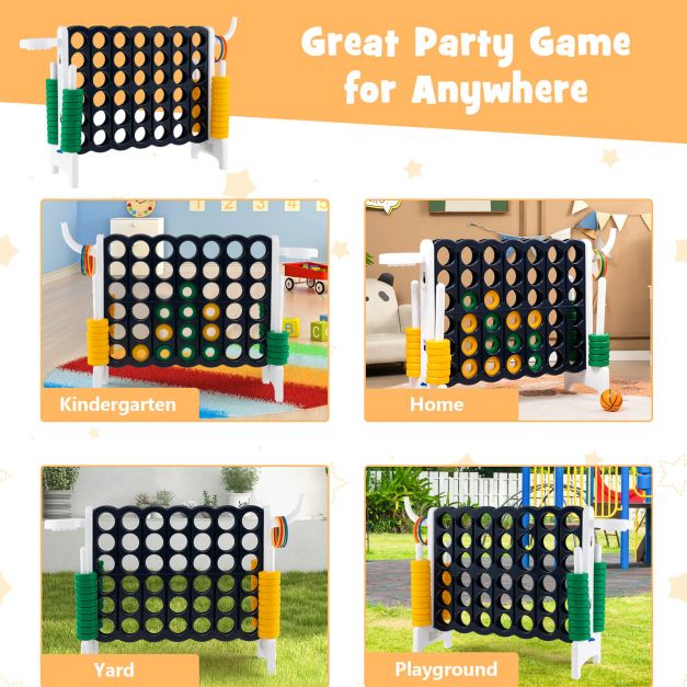 3-in-1 Giant Connect 4 Set with Basketball Hoop and Ring Toss Outdoor Deluxe Pack