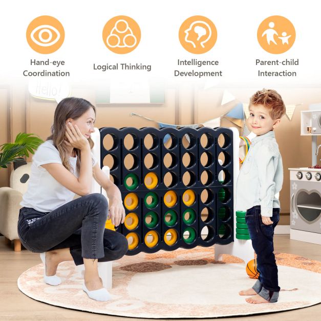 3-in-1 Giant Connect 4 Set with Basketball Hoop and Ring Toss Outdoor Deluxe Pack