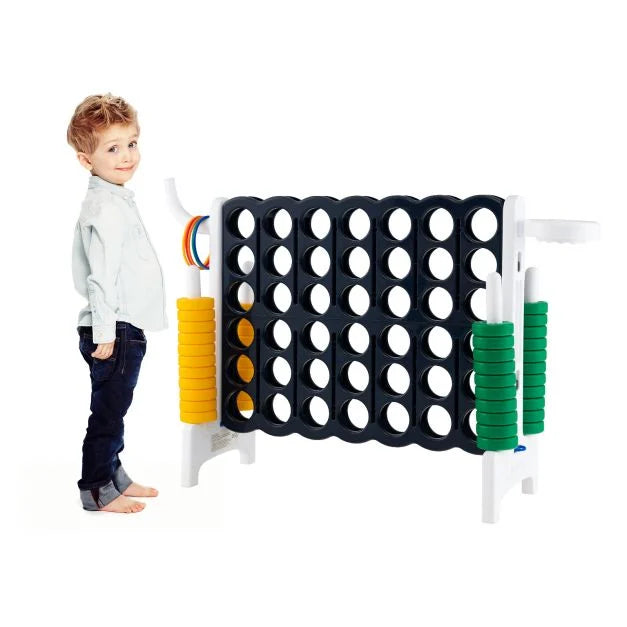 3-in-1 Giant Connect 4 Set with Basketball Hoop and Ring Toss Outdoor Deluxe Pack