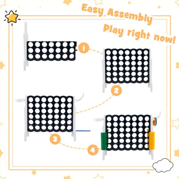 3-in-1 Giant Connect 4 Set with Basketball Hoop and Ring Toss Outdoor Deluxe Pack