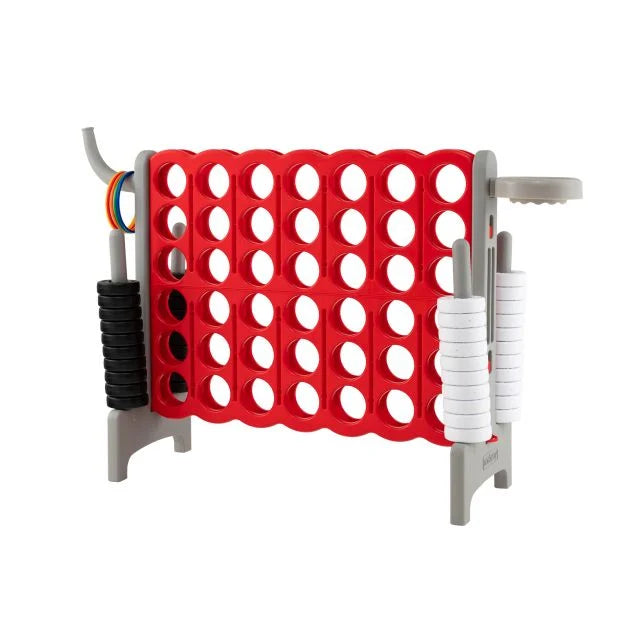 3-in-1 Giant Connect 4 Set with Basketball Hoop and Ring Toss Outdoor Deluxe Pack