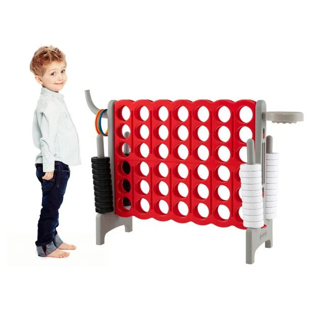 3-in-1 Giant Connect 4 Set with Basketball Hoop and Ring Toss Outdoor Deluxe Pack