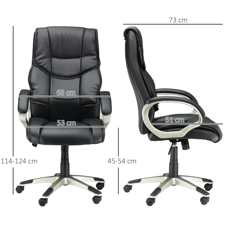 Black High Back Office Chair – Faux Leather, Adjustable Height