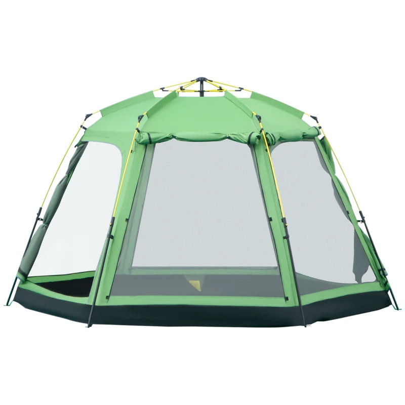 Green Pop-Up Camping Tent – 6 Person, 2-Tier with Doors & Windows