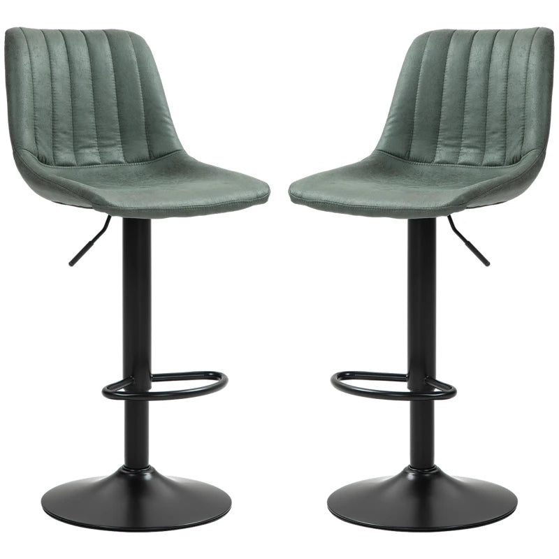 Green Tub Bar Stools – Retro Set of 2 with Comfortable Seating