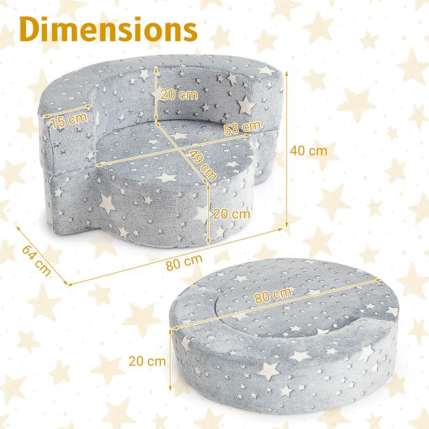 Kids Glow in the Dark Sofa Bed with Washable and Removable Cover