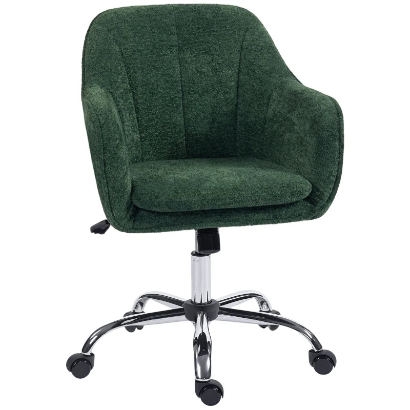 Velvet-Feel Office Chair – Dark Green Swivel Desk Chair