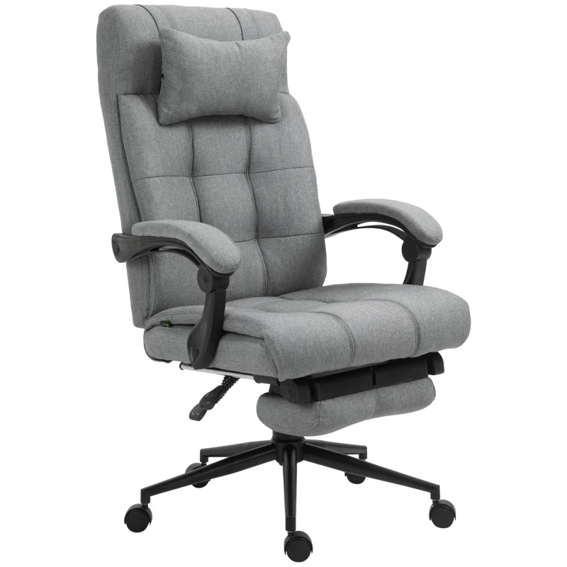 Office Chair with Footrest and Headrest – Light Grey