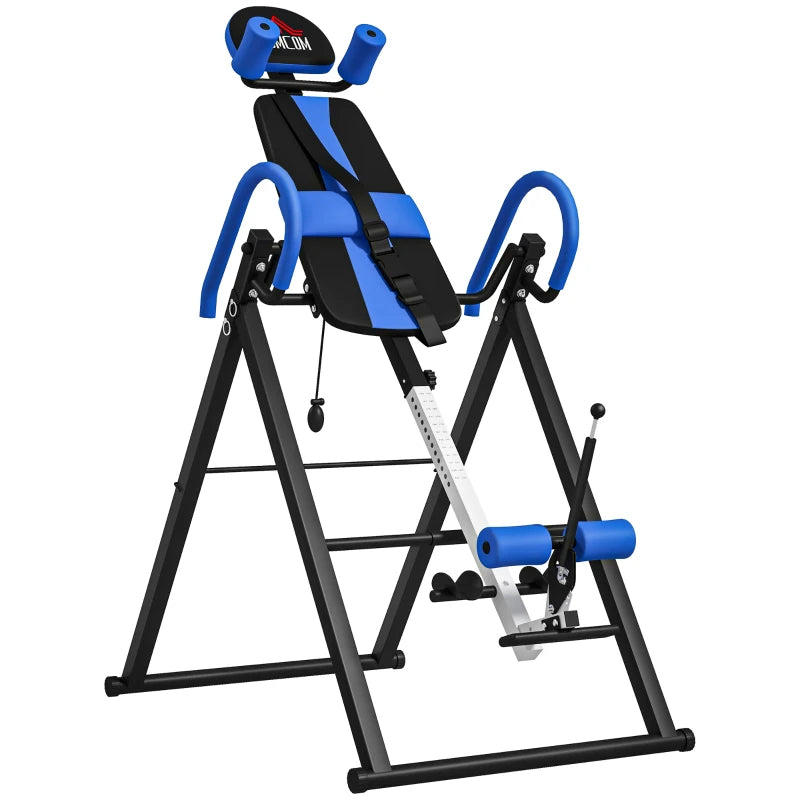 Back Therapy Inversion Table – Safety Belt & Adjustable Hand Stand, Blue