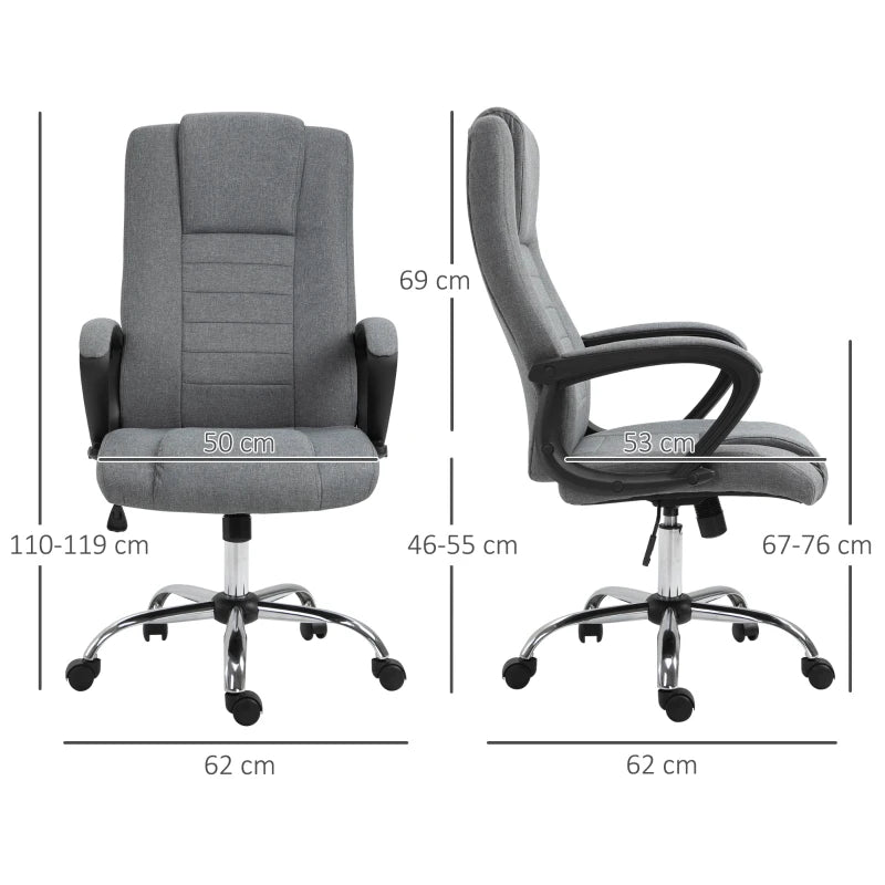 Dark Grey Linen-Look Swivel Chair by Vinsetto – Office Chair