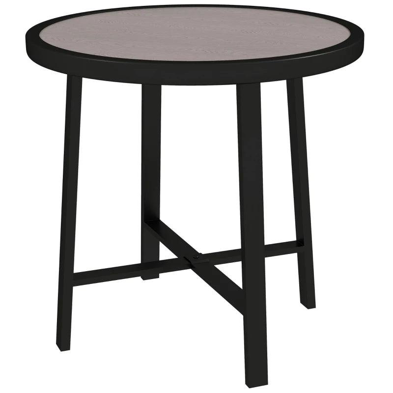Small Round Balcony Table with Grey Wood-Effect SPC Top & Anti-Slip Base – 50.5cm