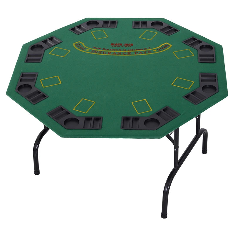 Portable 8-Player Folding Poker Table with Steel Base & Felt