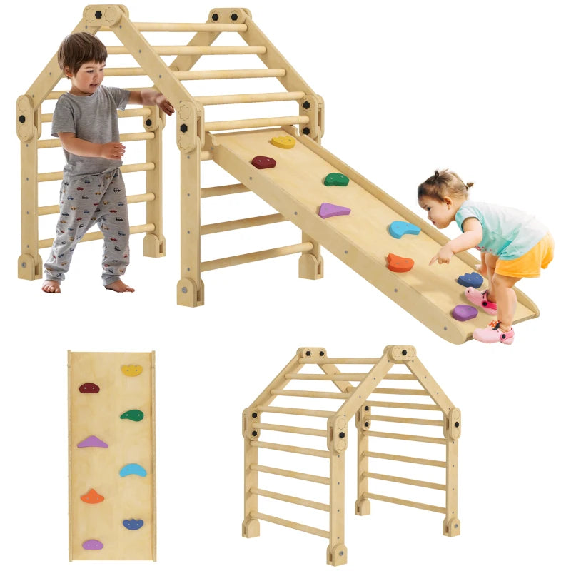 Foldable 3-in-1 Kids Climbing Set with Sliding Ramp, Ideal for Ages 2-6