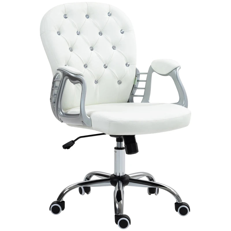 White Desk Chair – Ergonomic with 5 Castor Wheels