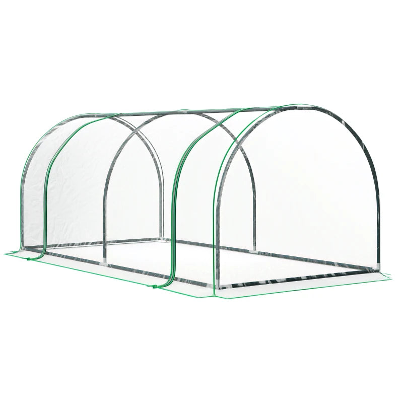 Tunnel Greenhouse for Outdoor Gardening Steel Frame, Transparent PVC Cover, 200x100x80cm