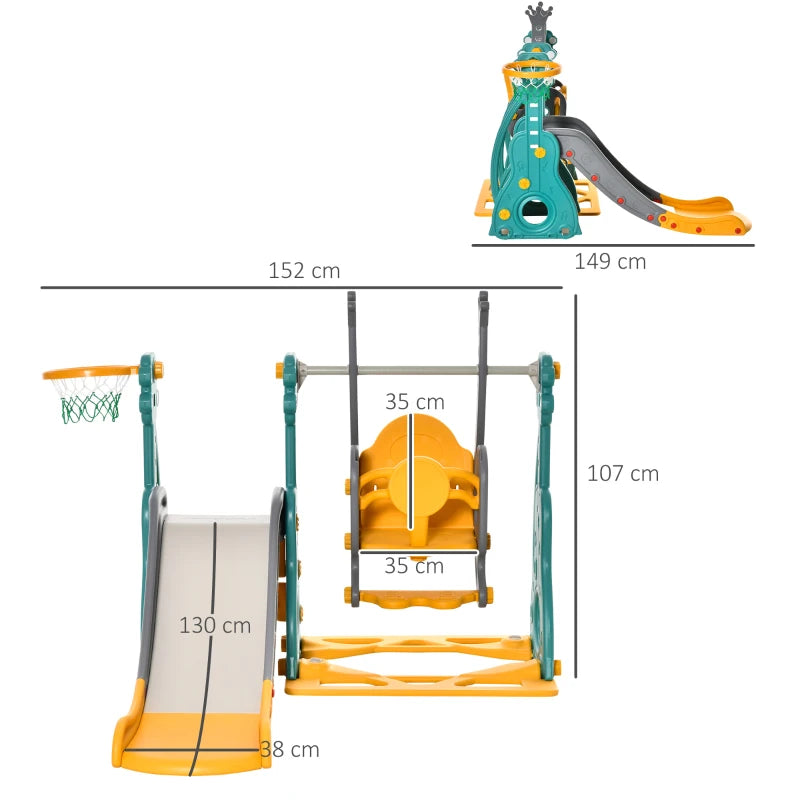 Adjustable 3-in-1 Kids Swing and Slide Set with Hoop – Indoor/Outdoor Activity Set