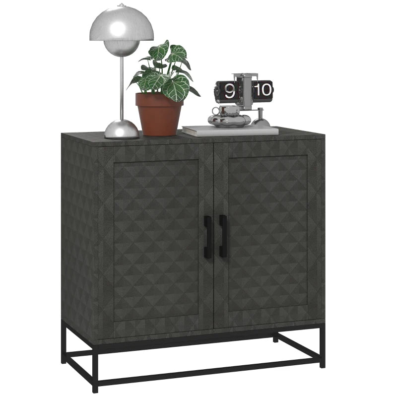 Living Room Sideboard with Adjustable Shelf & 2 Doors, Grey