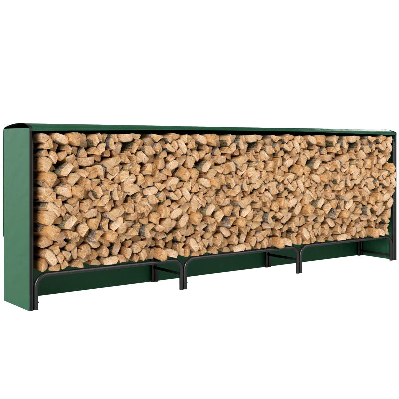 Firewood Log Storage Rack with Waterproof Cover, Durable Metal Holder 300x36x99 cm